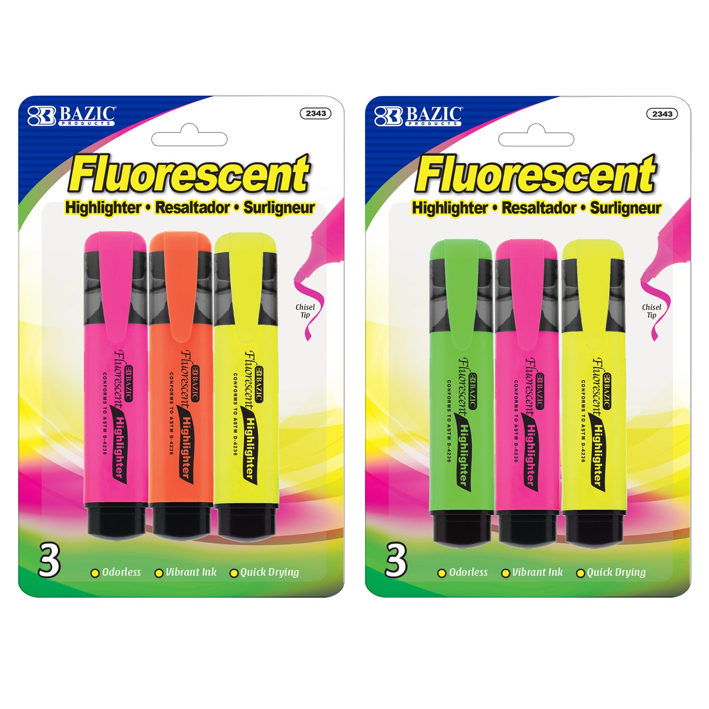 BAZIC FLUORESCENT 3PK HILIGHTR